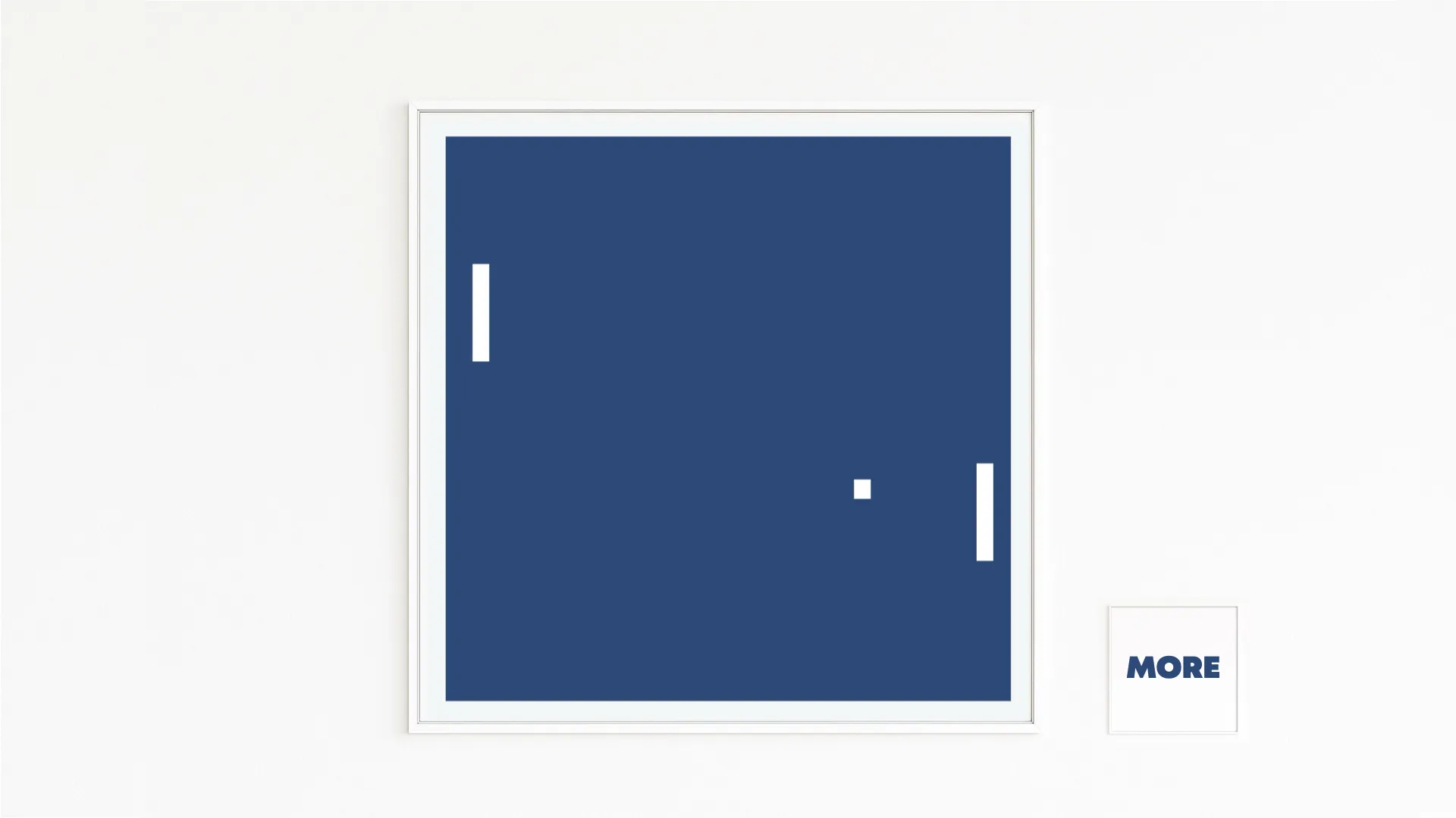 Pong game scene with paddles and ball in blue and white.