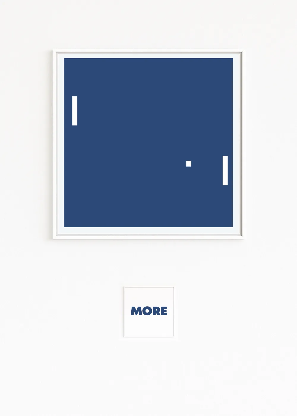 Pong game scene with paddles and ball in blue and white.