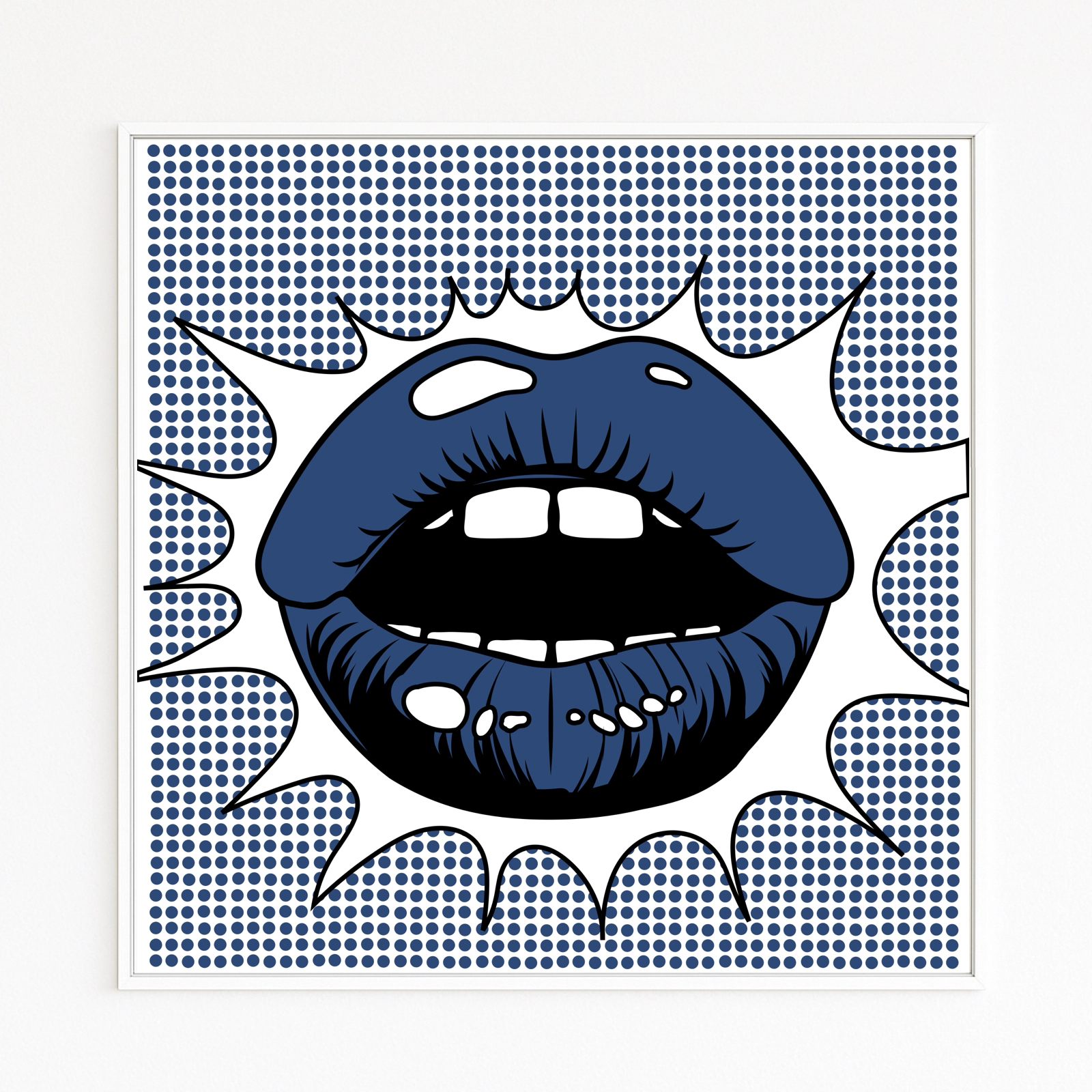 Lips. A motif from Pop Art culture. A sensual mouth in comic style. Fine art. Christof Hintze